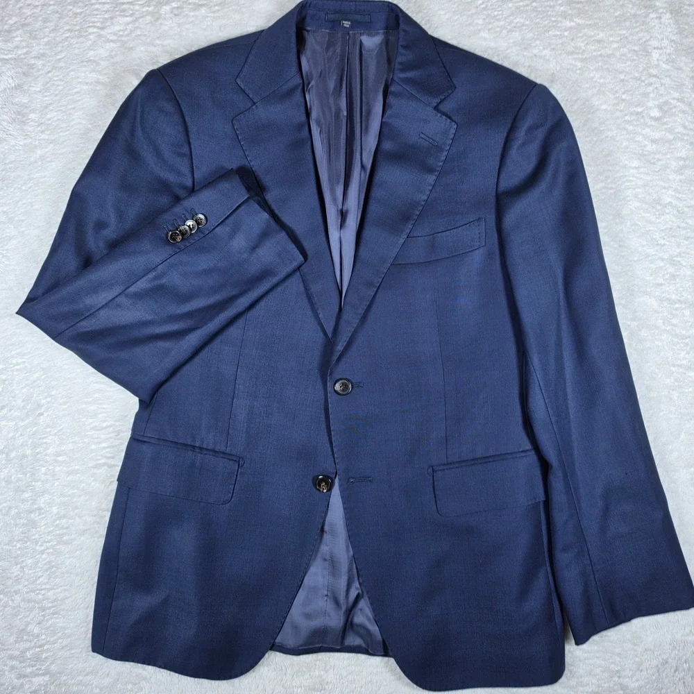 Suitsupply Havana Mens 38S Blue Wool Vitale Barberis Canonico L/S Button Up